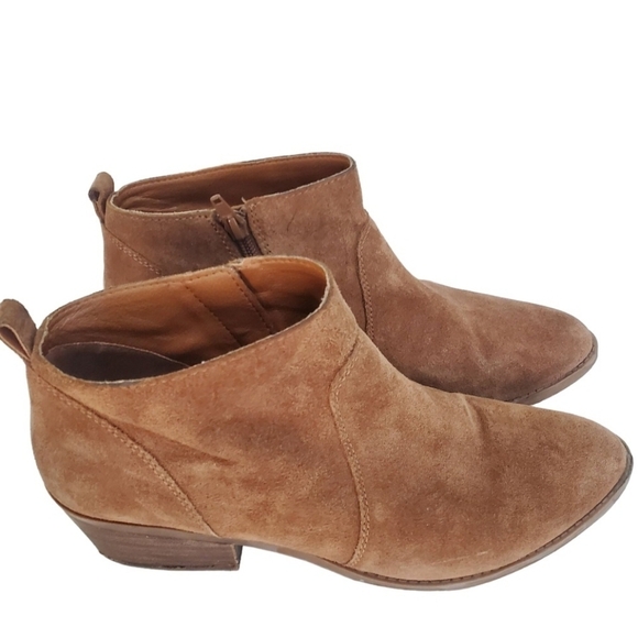Lucky Brand Faydren Brown Suede Booties Size 10M - Picture 1 of 9